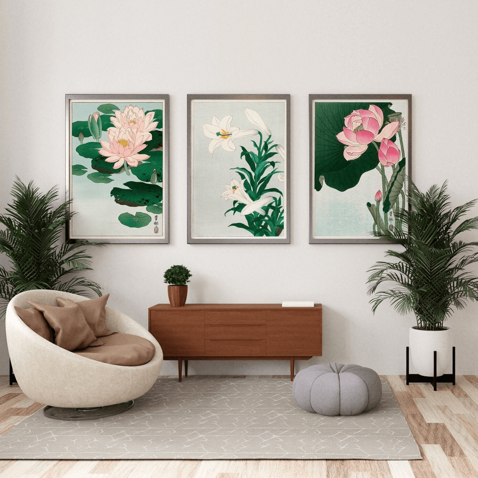 Set of 3 Japanese Flower Prints - Pathos Studio - Art Print Sets