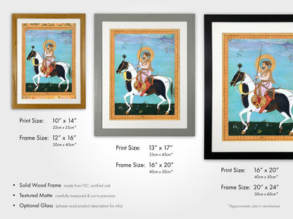 Shah Jahan on Horseback (Traditional Indian Miniature Art) - Pathos Studio - Art Prints