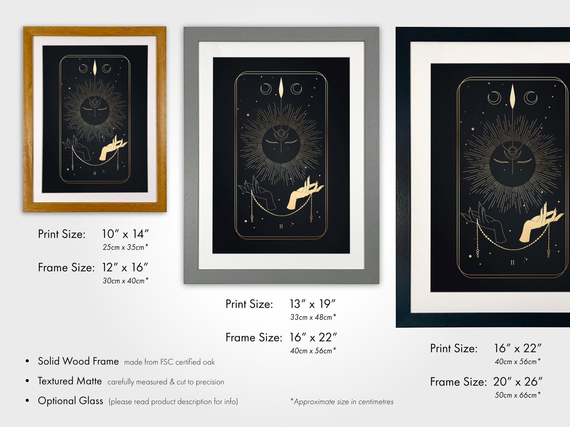 Tarot Print: II High Priestess (Black & Gold) - Pathos Studio - Art Prints