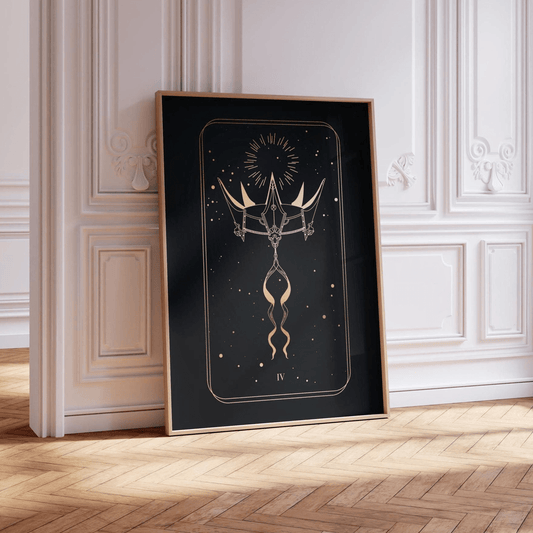 Tarot Print: IV The Emperor (Black & Gold) - Pathos Studio - Art Prints