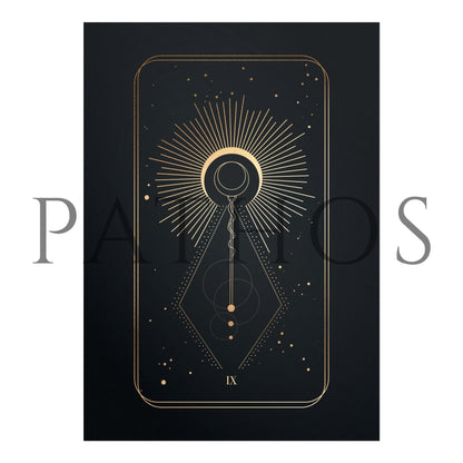 Tarot Print: IX The Hermit (Black & Gold) - Pathos Studio - Art Prints