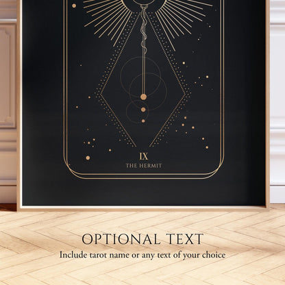 Tarot Print: IX The Hermit (Black & Gold) - Pathos Studio - Art Prints