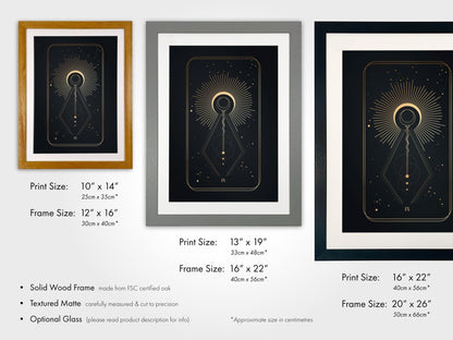 Tarot Print: IX The Hermit (Black & Gold) - Pathos Studio - Art Prints