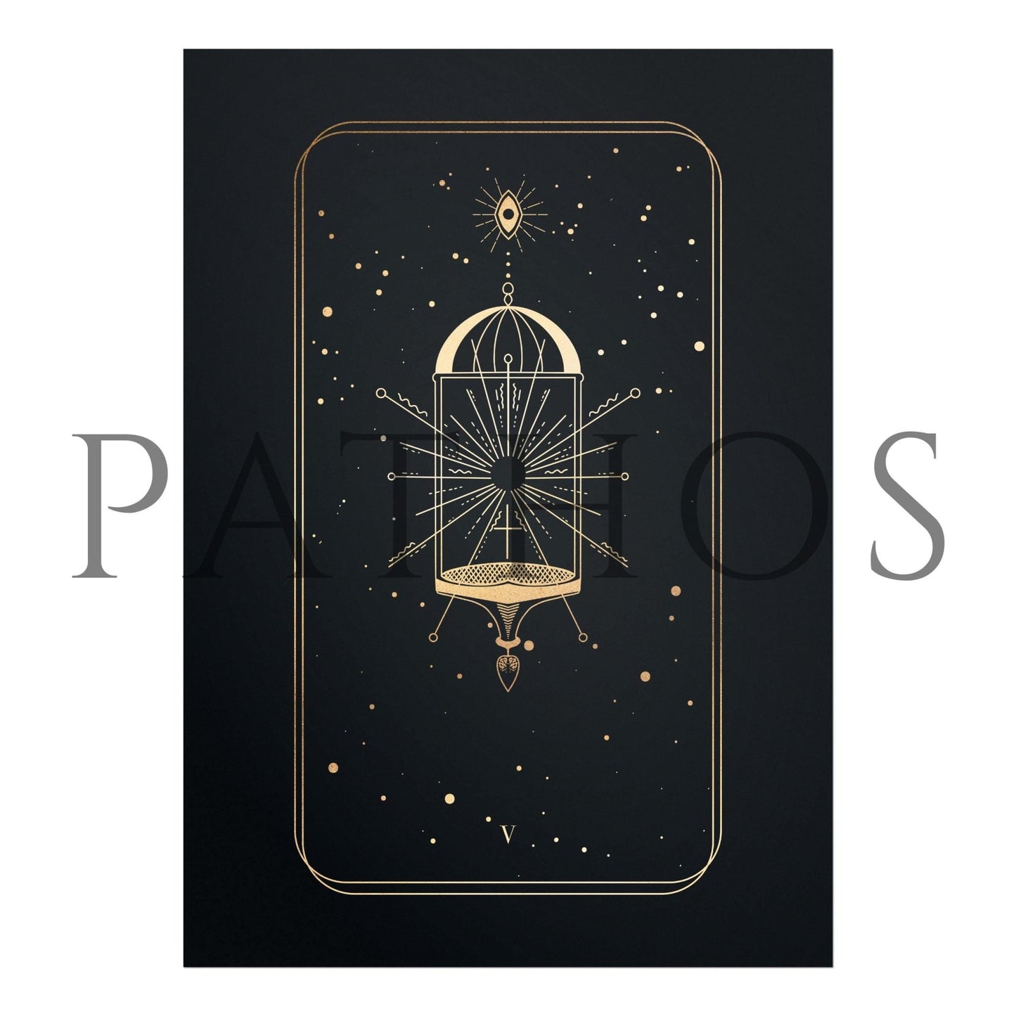 Tarot Print: V The Hierophant (Black & Gold) - Pathos Studio - Art Prints