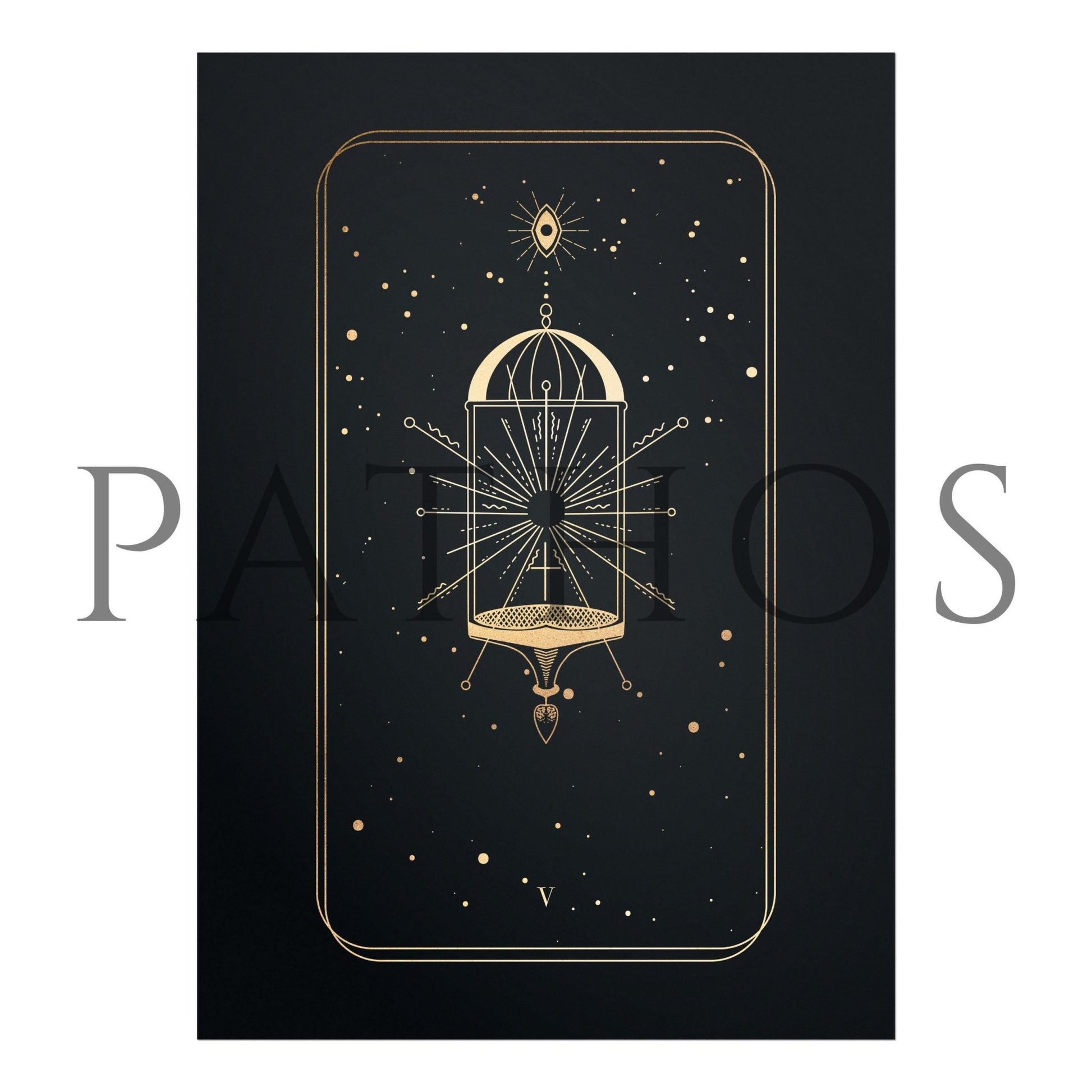 Tarot Print: V The Hierophant (Black & Gold) - Pathos Studio - Art Prints