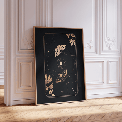 Tarot Print: VI The Lovers (Black & Gold) - Pathos Studio - Art Prints