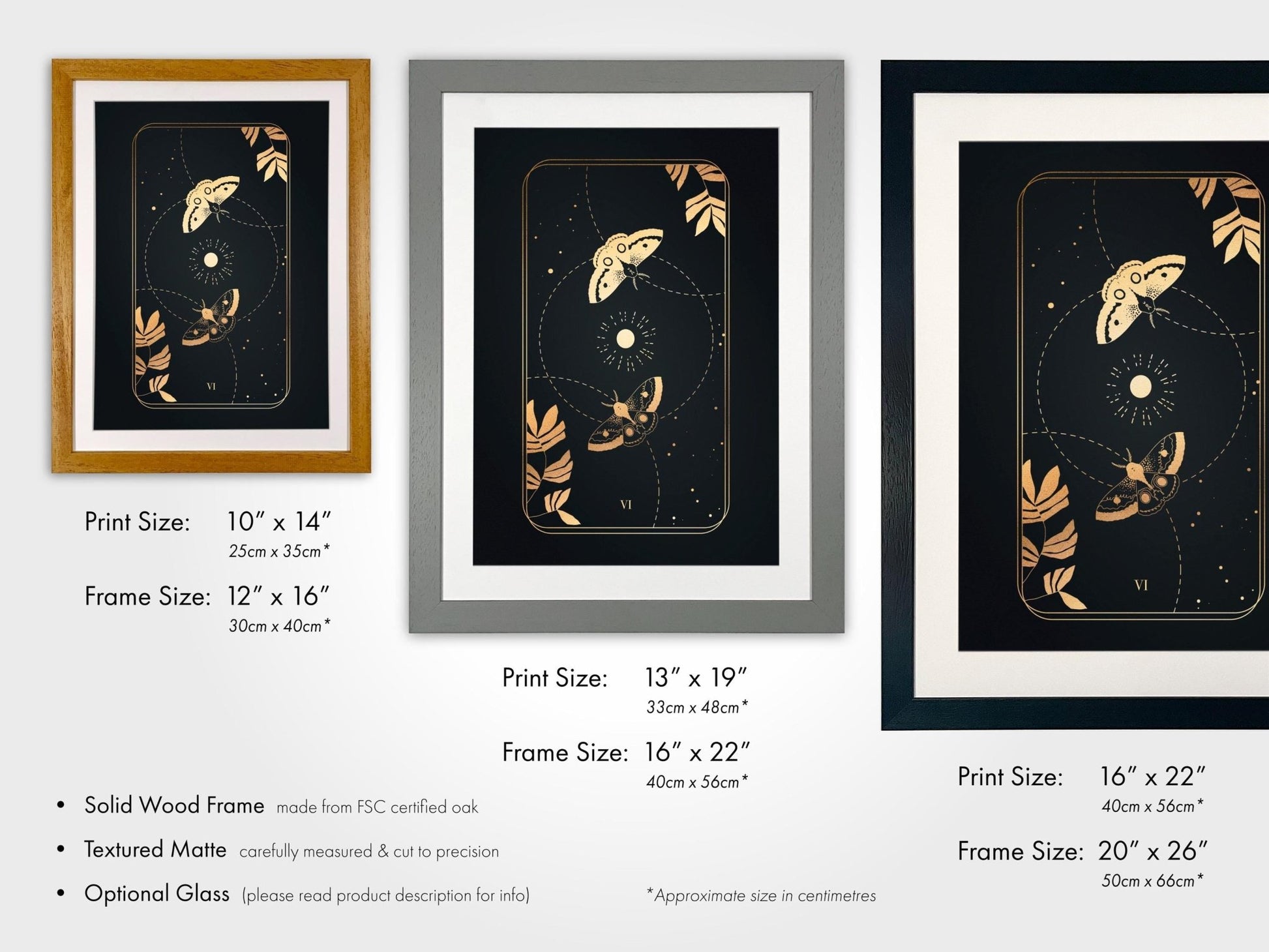 Tarot Print: VI The Lovers (Black & Gold) - Pathos Studio - Art Prints