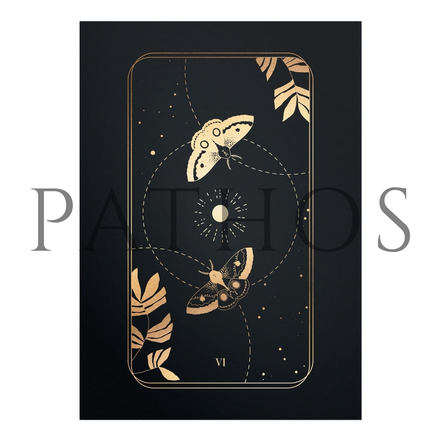 Tarot Print: VI The Lovers (Black & Gold) - Pathos Studio - Art Prints