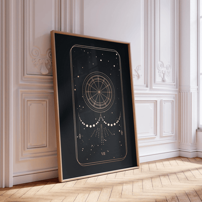 Tarot Print: VII The Chariot (Black & Gold) - Pathos Studio - Art Prints