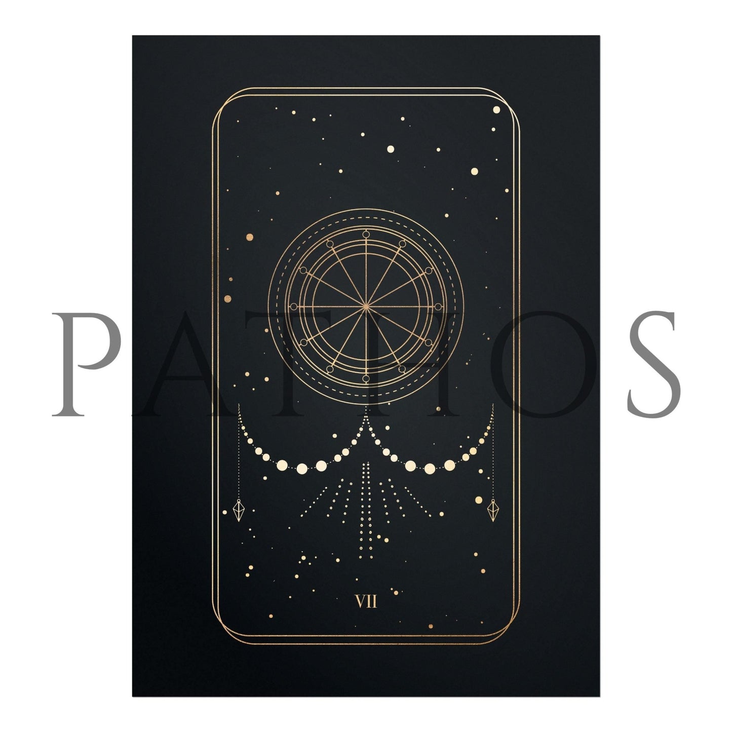 Tarot Print: VII The Chariot (Black & Gold) - Pathos Studio - Art Prints