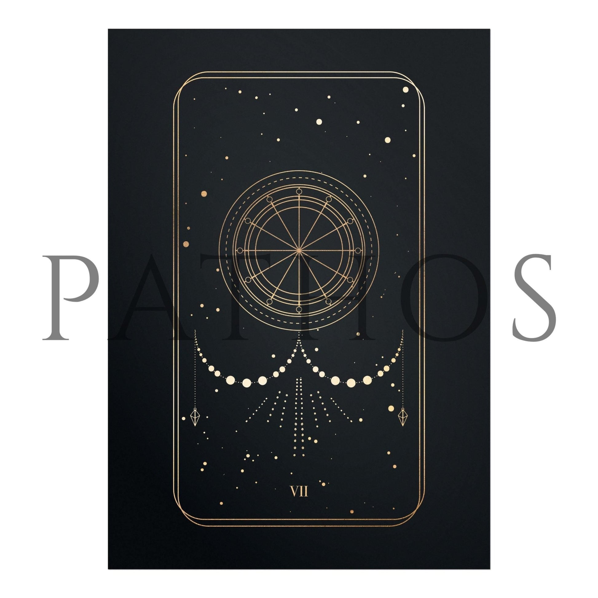 Tarot Print: VII The Chariot (Black & Gold) - Pathos Studio - Art Prints