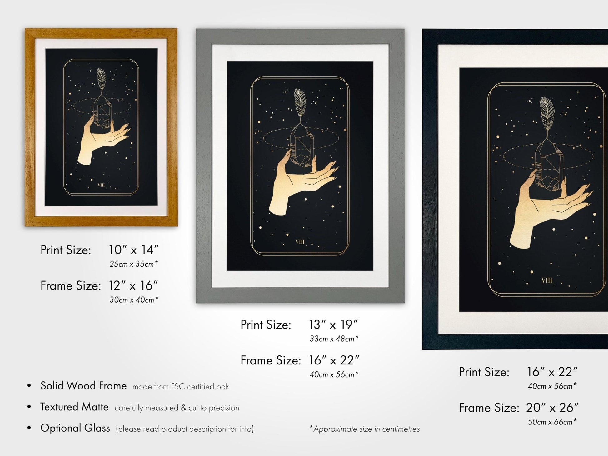 Tarot Print: VIII Strength (Black & Gold) - Pathos Studio - Art Prints