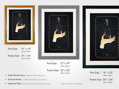 Tarot Print: VIII Strength (Black & Gold) - Pathos Studio - Art Prints