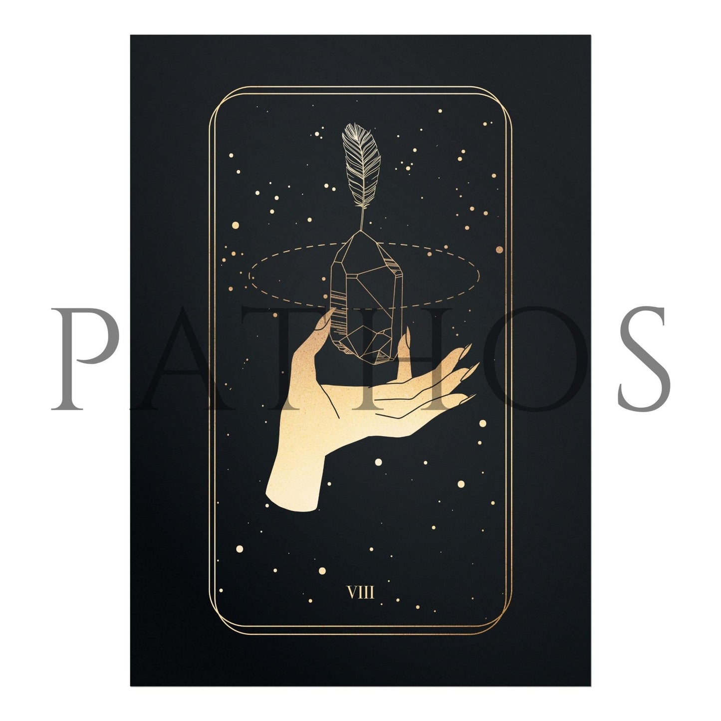 Tarot Print: VIII Strength (Black & Gold) - Pathos Studio - Art Prints