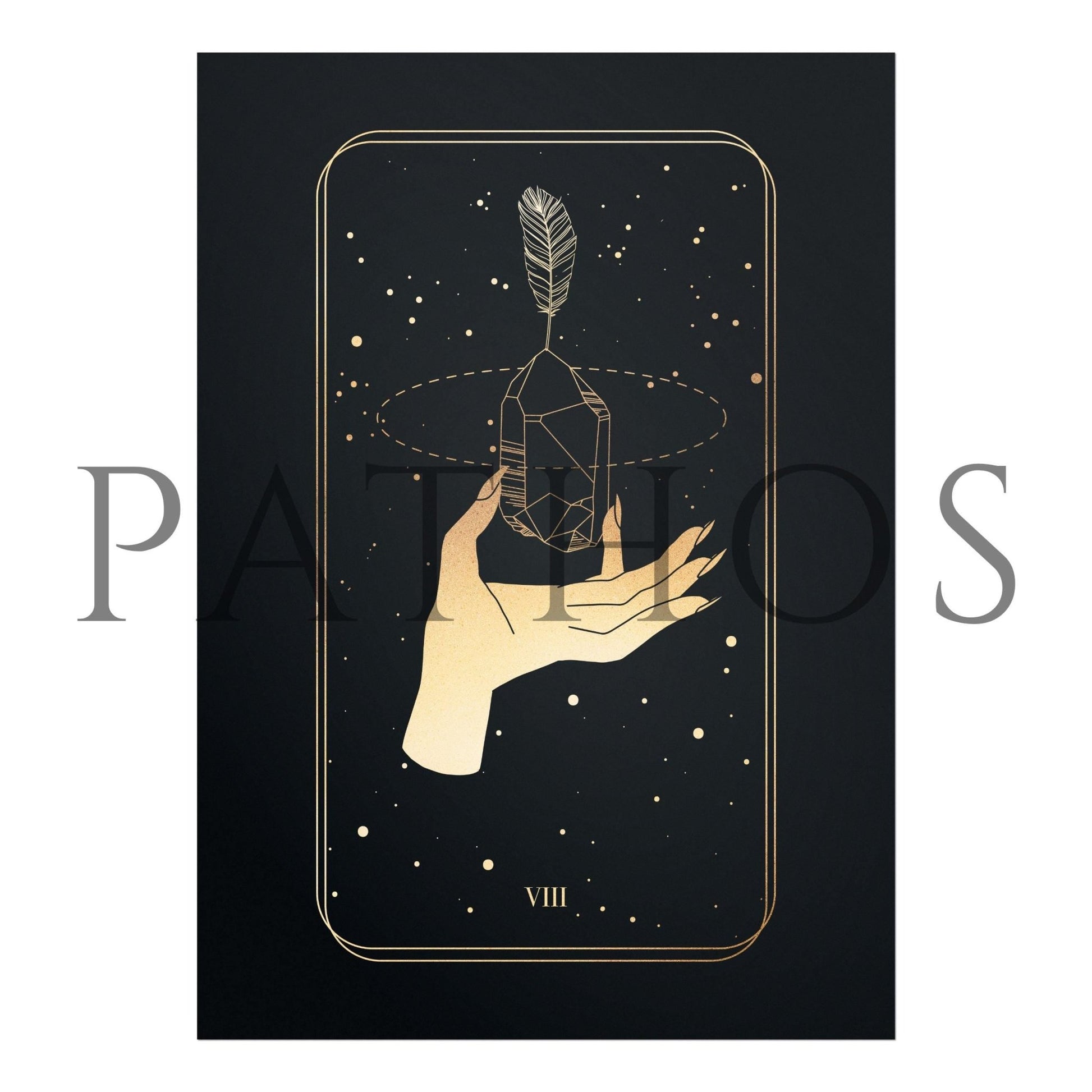 Tarot Print: VIII Strength (Black & Gold) - Pathos Studio - Art Prints
