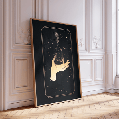 Tarot Print: VIII Strength (Black & Gold) - Pathos Studio - Art Prints