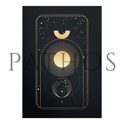 Tarot Print: X Wheel Of Fortune (Black & Gold) - Pathos Studio - Art Prints