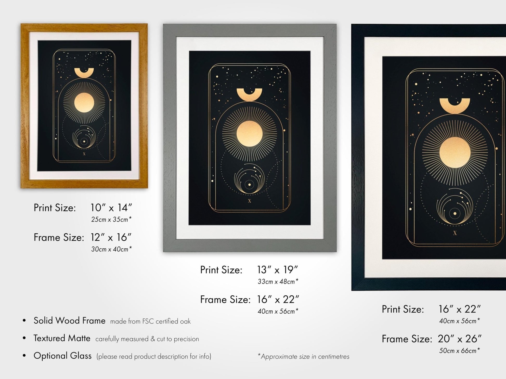 Tarot Print: X Wheel Of Fortune (Black & Gold) - Pathos Studio - Art Prints