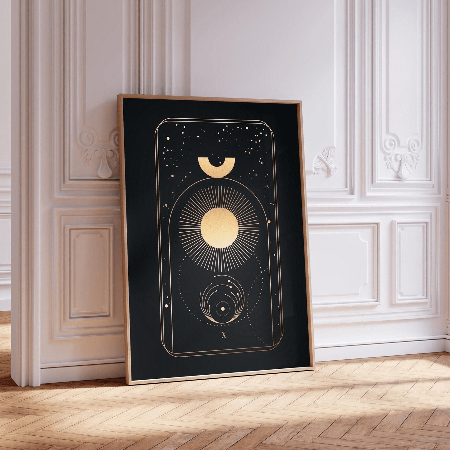 Tarot Print: X Wheel Of Fortune (Black & Gold) - Pathos Studio - Art Prints