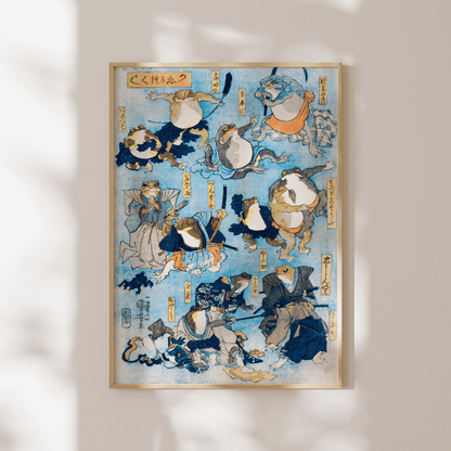 UTAGAWA KUNIYOSHI - Famous Heroes Played by Frogs - Pathos Studio - Art Prints