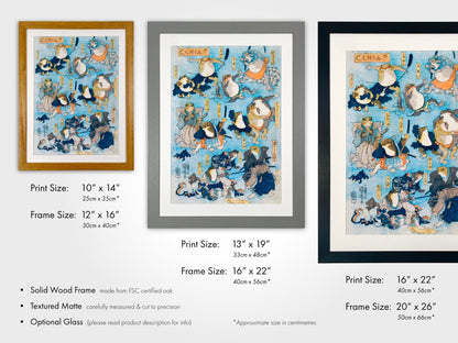 UTAGAWA KUNIYOSHI - Famous Heroes Played by Frogs - Pathos Studio - Art Prints