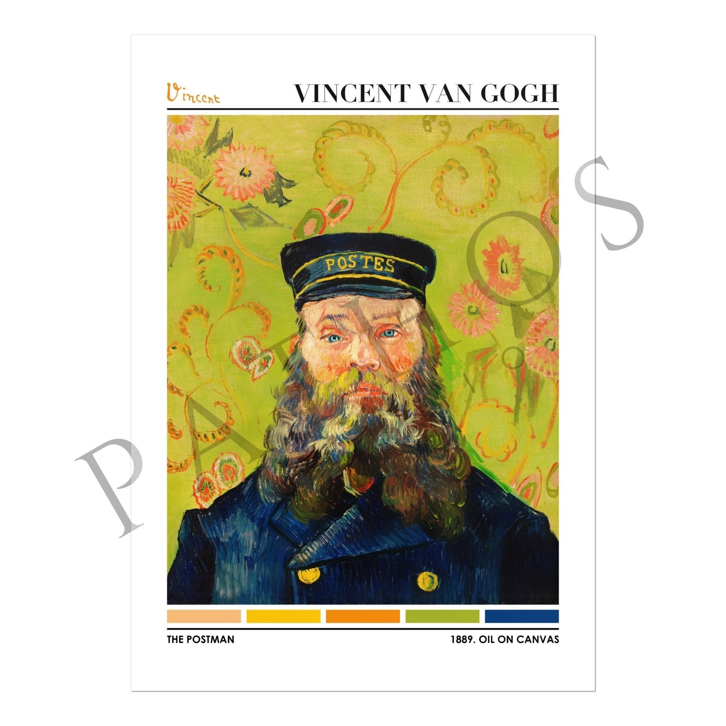 VINCENT VAN GOGH - The Postman (Color Palette Print) - Pathos Studio - Art Prints