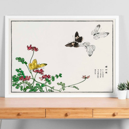 Schmetterlinge und Blumenillustration