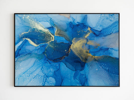 Blue & Gold Abstract Art - Pathos Studio - Art Prints