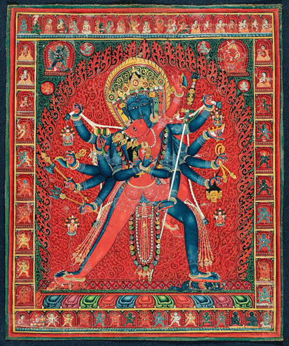 Chakrasamvara und Gemahlin Vajravarahi (traditionelle tibetische Thangka-Malerei / buddhistische Kunst)