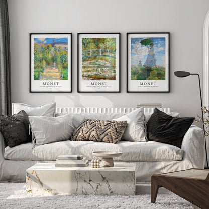 CLAUDE MONET - Set Of 3 Famous Prints (Poster Style) - Pathos Studio - Art Print Sets