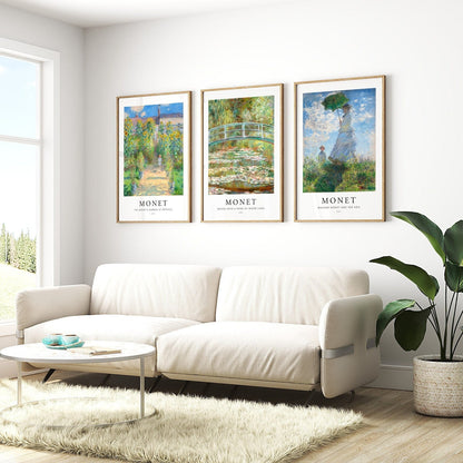 CLAUDE MONET - Set Of 3 Famous Prints (Poster Style) - Pathos Studio - Art Print Sets