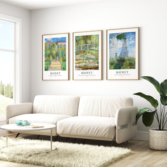 CLAUDE MONET - Set Of 3 Famous Prints (Poster Style) - Pathos Studio - Art Print Sets