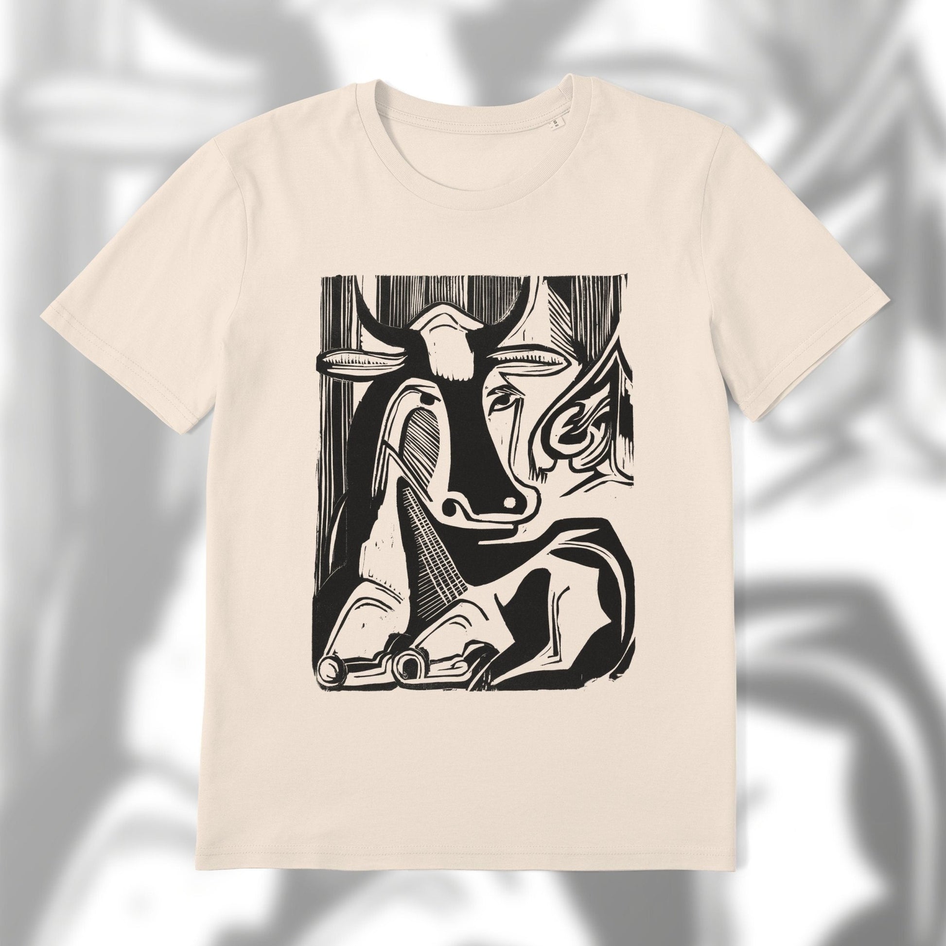 Cow Linoprint - Vintage Animal Print T-Shirt - Pathos Studio -