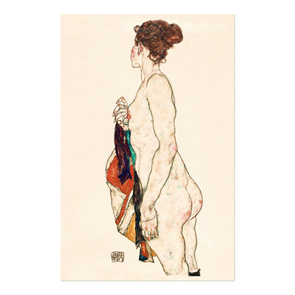 EGON SCHIELE - Standing Nude Woman With A Patterned Robe - Pathos Studio - Art Prints