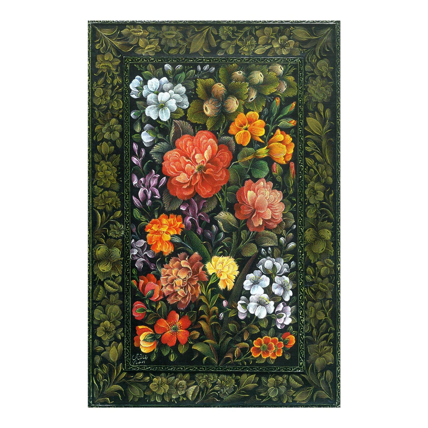 Gol-o-Morgh (Blume und Vogel) Traditionelle persische/islamische Tazhib-Kunst