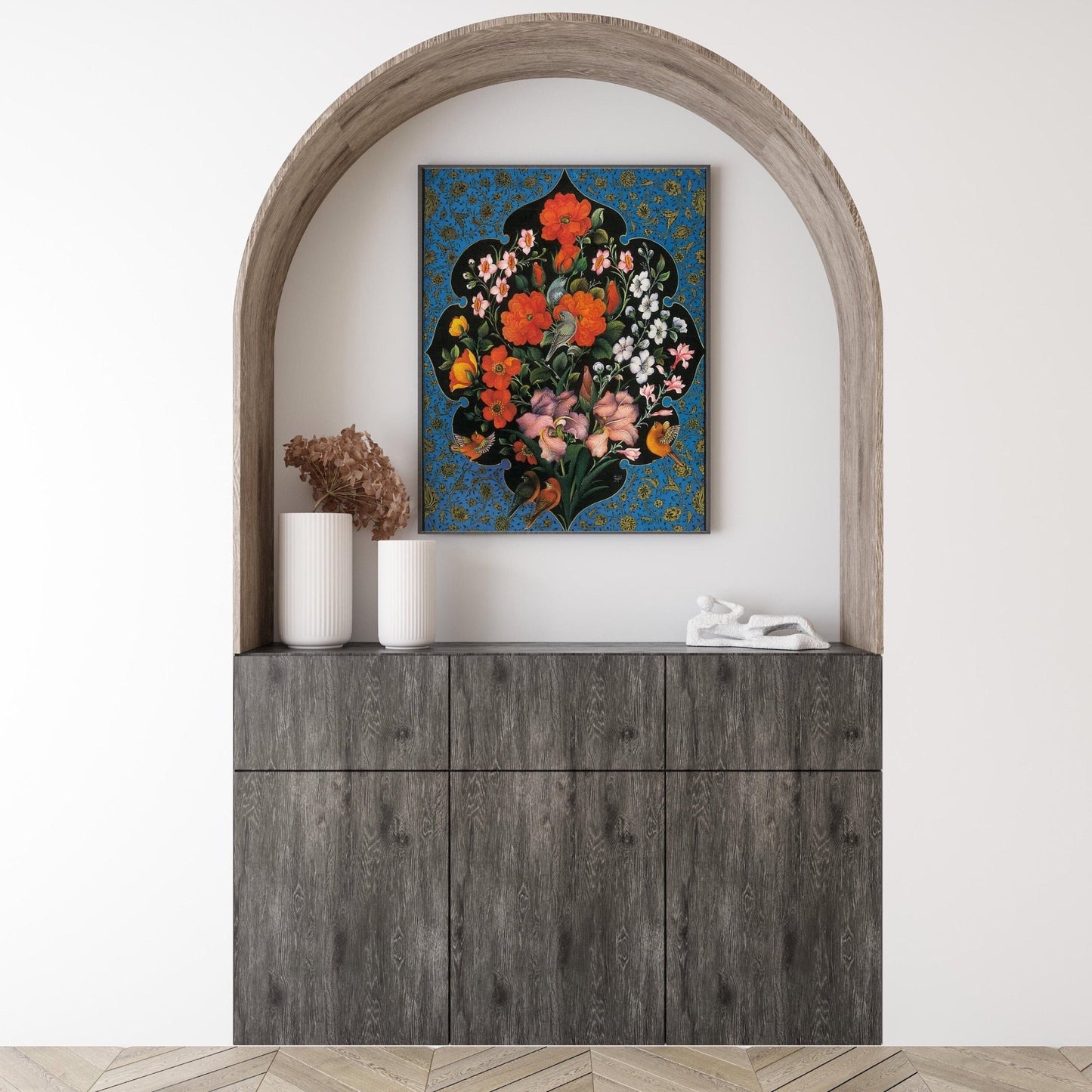 Gol-o-Morgh (Blume und Vogel) Traditionelle persische/islamische Tazhib-Kunst