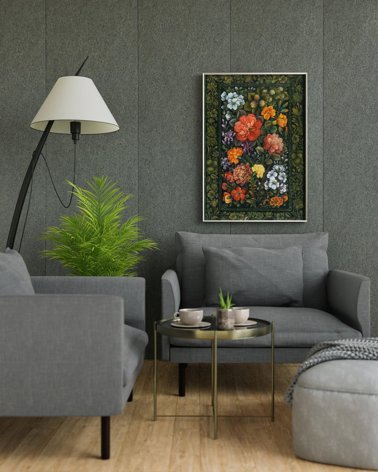 Gol-o-Morgh (Blume und Vogel) Traditionelle persische/islamische Tazhib-Kunst