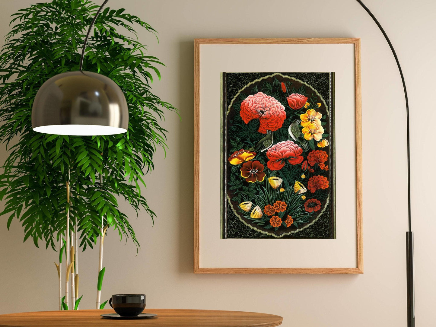 Gol-o-Morgh (Blume und Vogel) Traditionelle persische/islamische Tazhib-Kunst