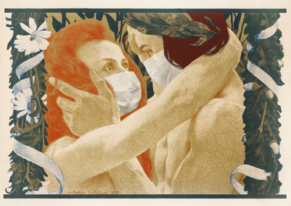 HENRI BELLERY-DESFONTAINES – Enigma, mit Gesichtsmasken (retuschiertes klassisches Gemälde)