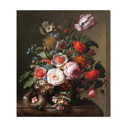 Flowers in a Vase with a Bird's Nest