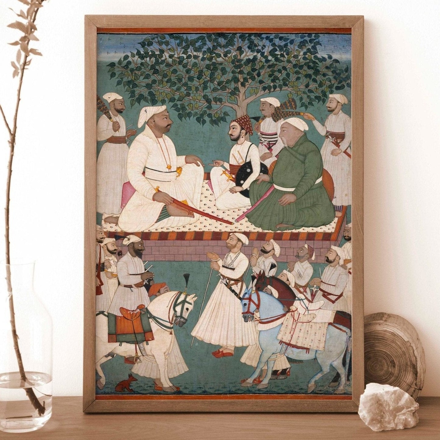 Maharaja Sidh Sen empfängt eine Botschaft (traditionelle indische Miniaturmalerei)