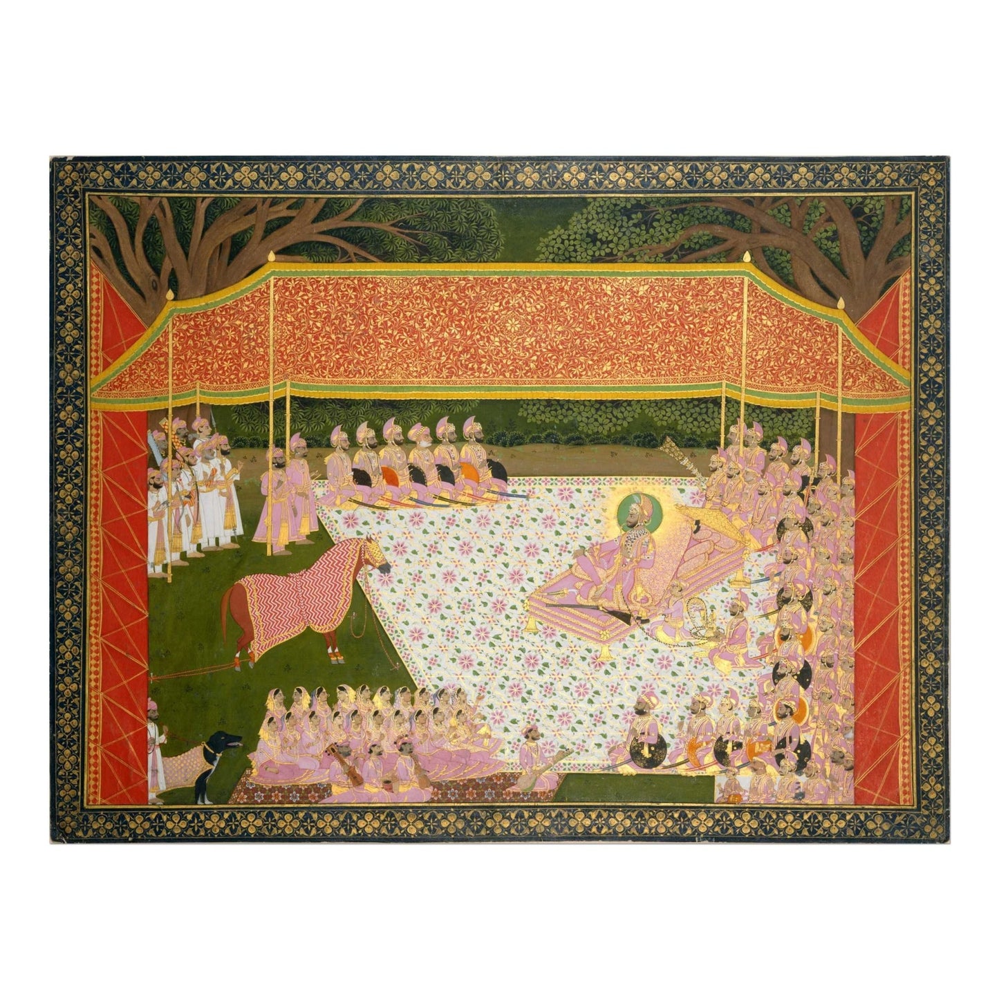 Maharana Sarup Singh Inspects a Prize Stallion (Traditional Indian Miniature Painting)