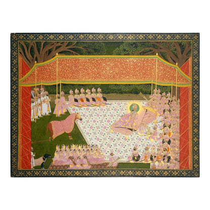 Maharana Sarup Singh Inspects a Prize Stallion (Traditional Indian Miniature Painting)