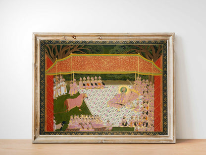 Maharana Sarup Singh Inspects a Prize Stallion (Traditional Indian Miniature Painting)