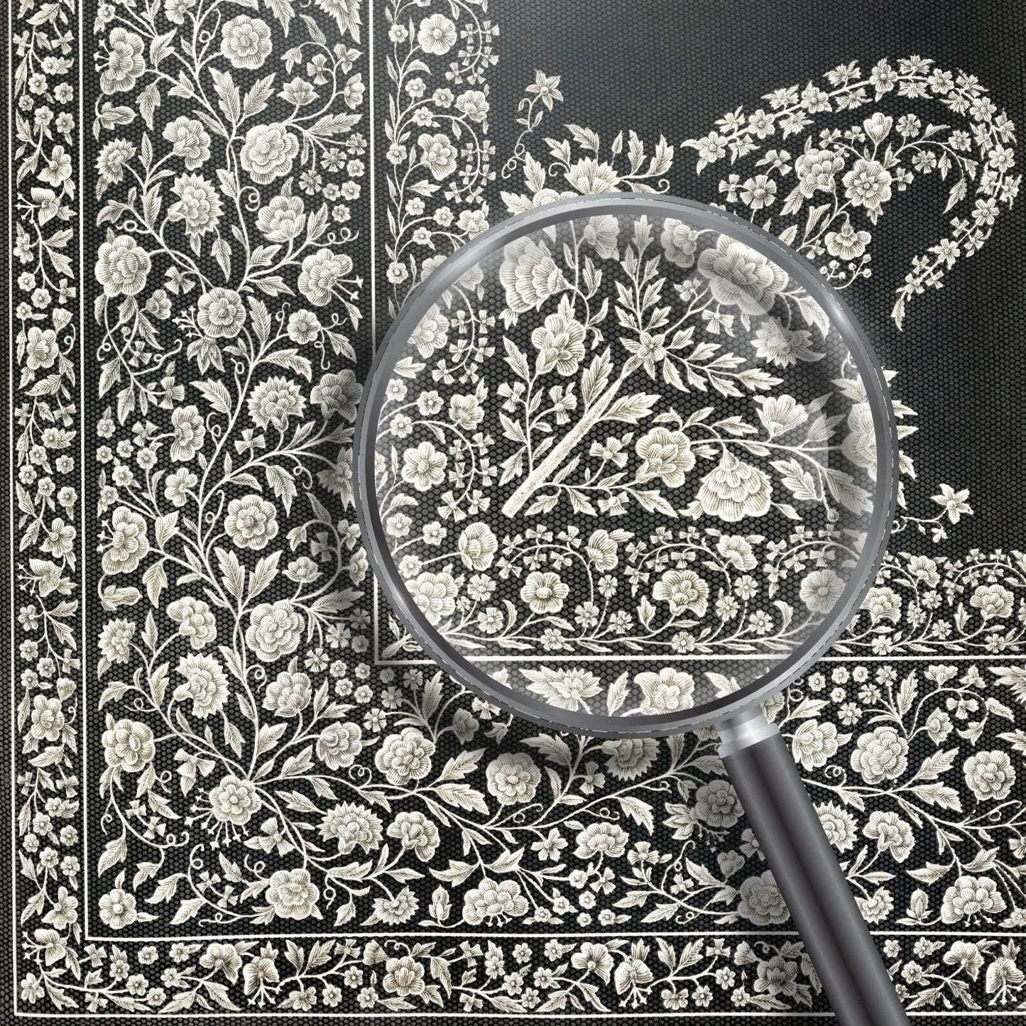 Indian Embroidery in White Silk