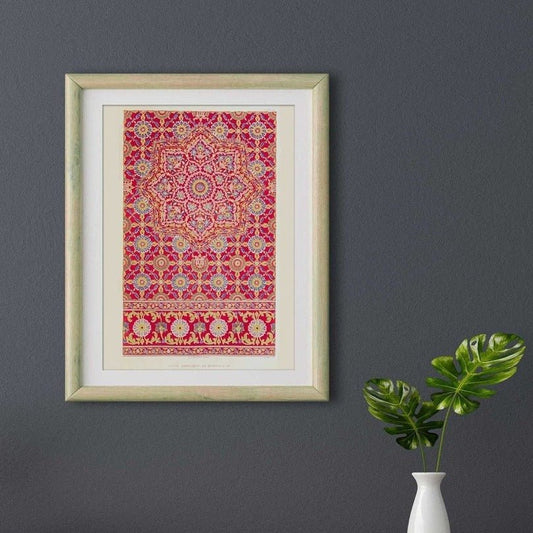 Indian Embroidery On Crimson Silk