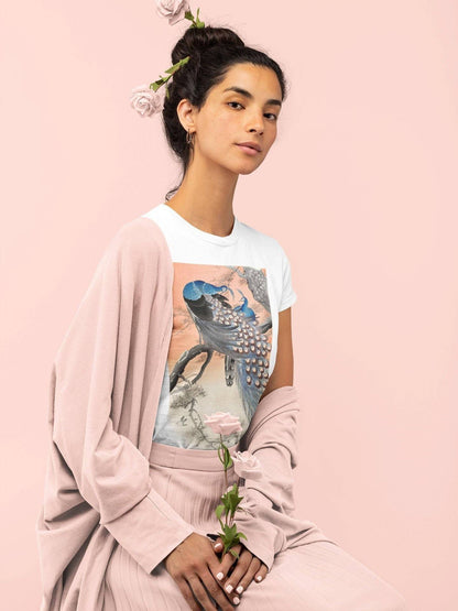 T-shirt Deux paons sur une branche d'arbre