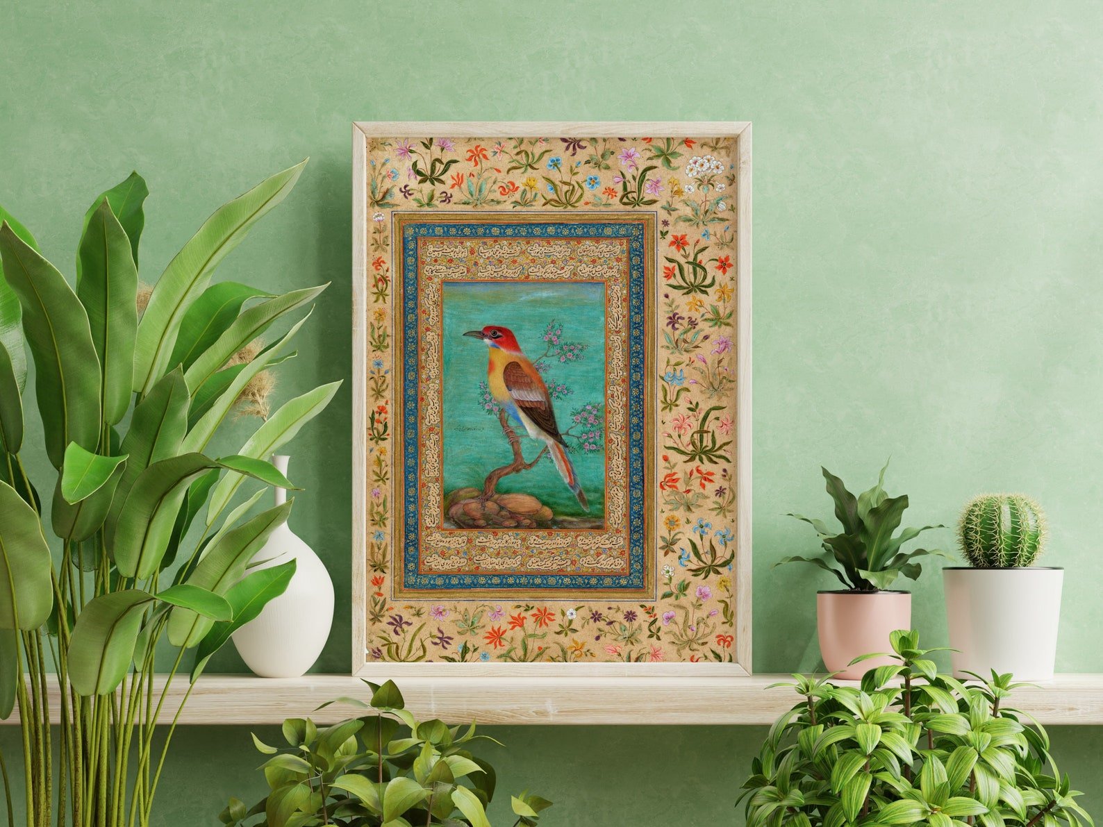 Set of 3 Birds & Deer (Traditional Persian Miniature Art) - Pathos Studio -