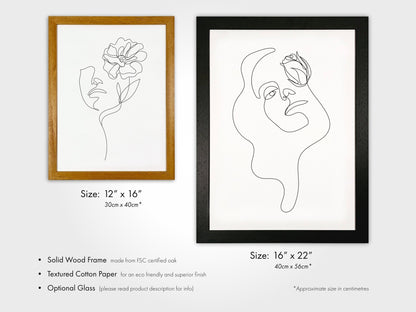 Set of 3 Woman & Flower Line Art Prints - Pathos Studio - Art Print Sets