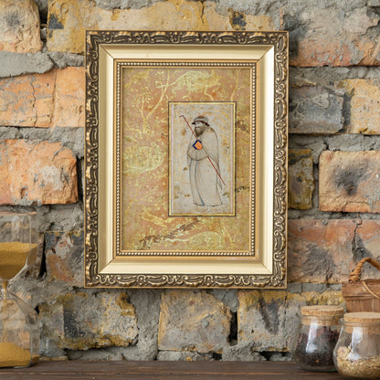 Standing Dervish Holding A Staff (Antique Persian Art) - Pathos Studio - Art Prints